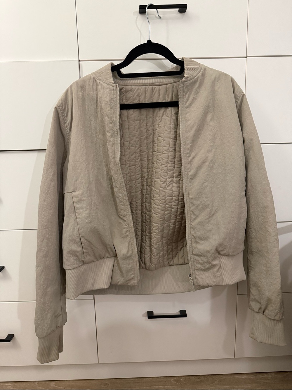 lululemon athletica Light Beige Quilted Bomber Jacket reversible